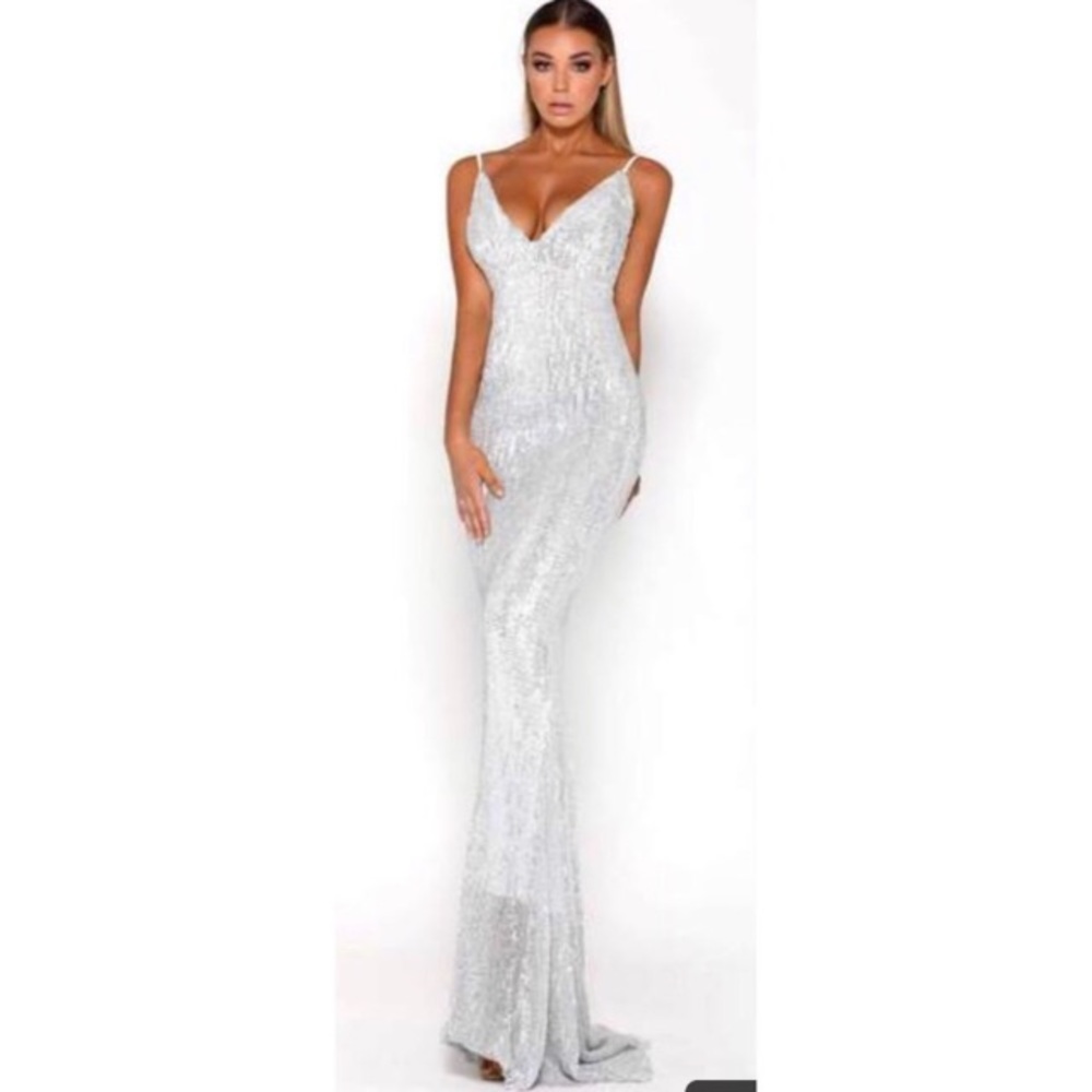 Fully sequined silver dress